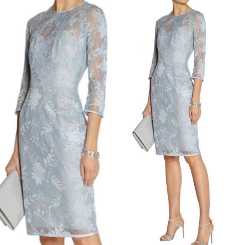 Lela Rose chantilly iced blue laced sheath dress‎ women’s size 8